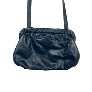 Anne Klein Navy blue vintage purse handbag 80s Calderon Retro